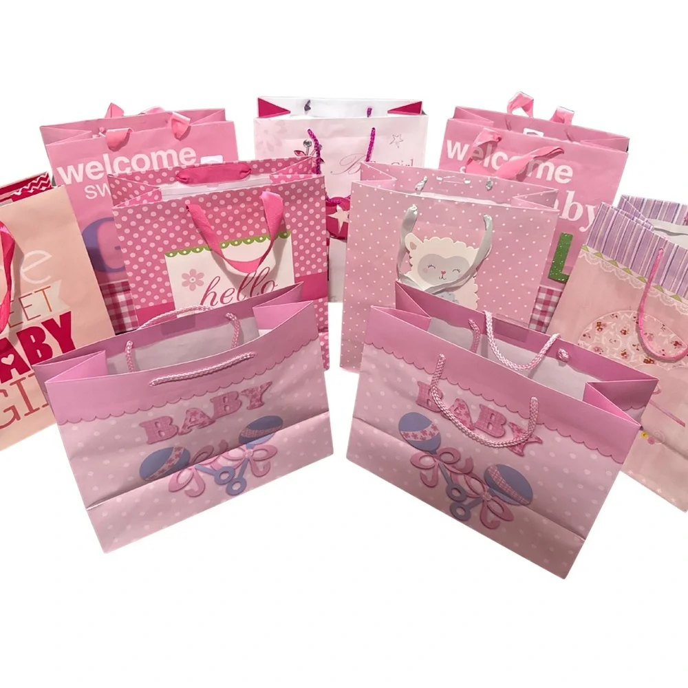 Baby Girl Gift Bag Bundle - 9 Gift Bags Baby Shower New Baby